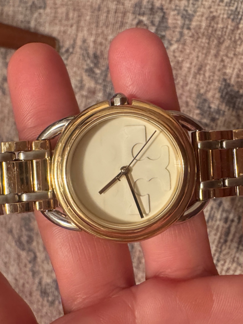 Tory Burch Gold-Tone Two-Tone Bracelet Watch with Cream Dial